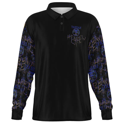 Hebrew Life 01-02 Men’s Designer Long Sleeve Polo Shirt
