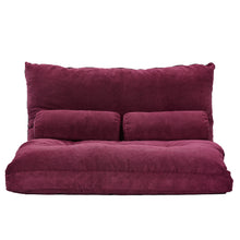 Charger l&#39;image dans la galerie, Orisfur Lazy Sofa Adjustable Folding Futon Sofa Video Gaming Sofa with Two Pillows (Burgundy)
