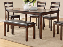 Load image into Gallery viewer, Classic 6pc Rectangle Table 4 Side Chairs and Bench Dining Room Furniture Set

