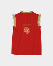 Load image into Gallery viewer, Yahuah-Tree of Life 01 Elected Ladies Designer Ruffle Trim Cap Sleeve Chiffon Top
