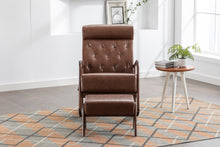 Carica l&#39;immagine nel visualizzatore di Gallery, Thick Padded Brown PU Leather Rocking Chair with Ottoman Footstool
