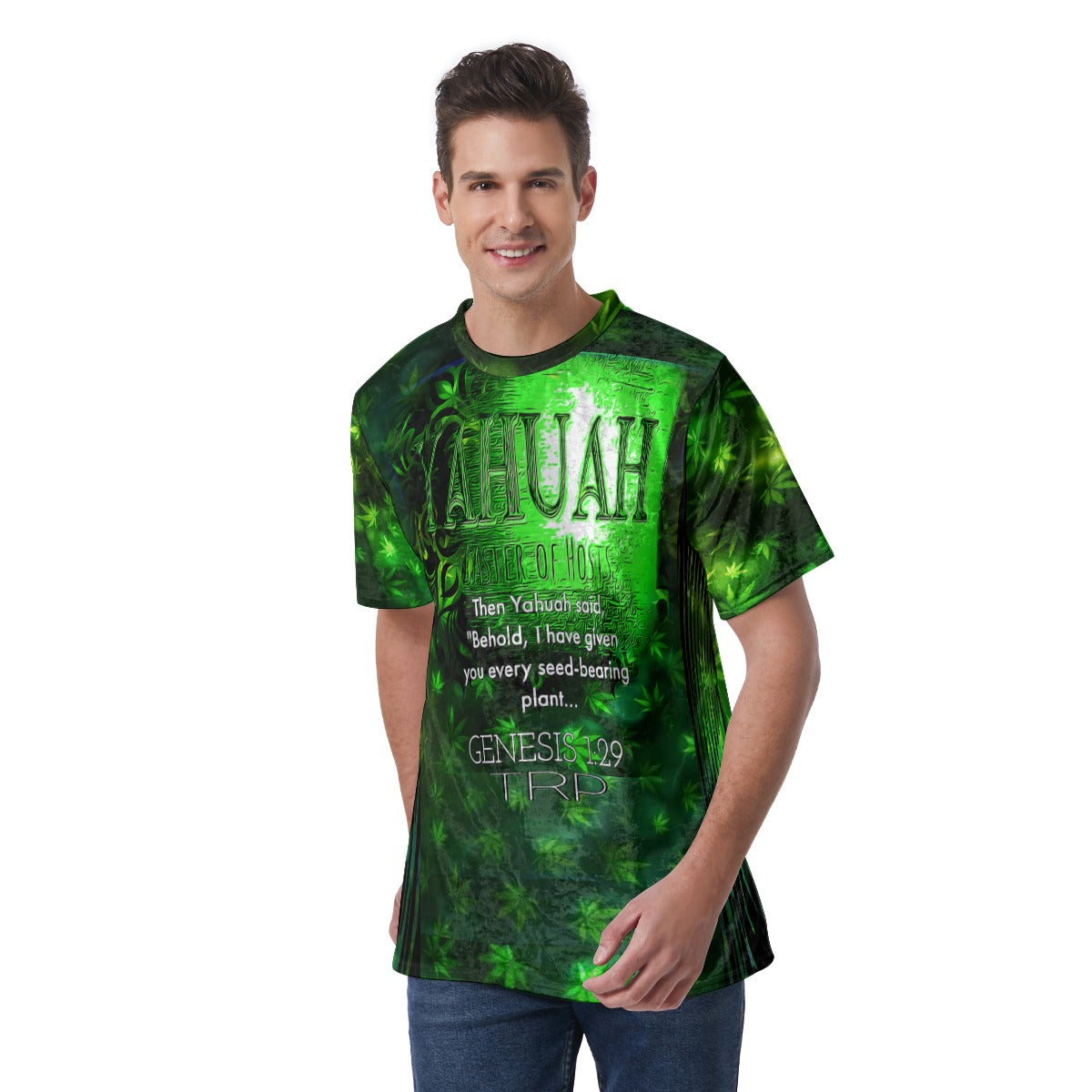 Yahuah-Green Master 01 Men's Designer Velvet T-shirt