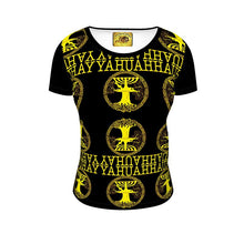 Carica l&#39;immagine nel visualizzatore di Gallery, Yahuah-Tree of Life 02-01 Royal Ladies Designer Scoop Neck T-shirt
