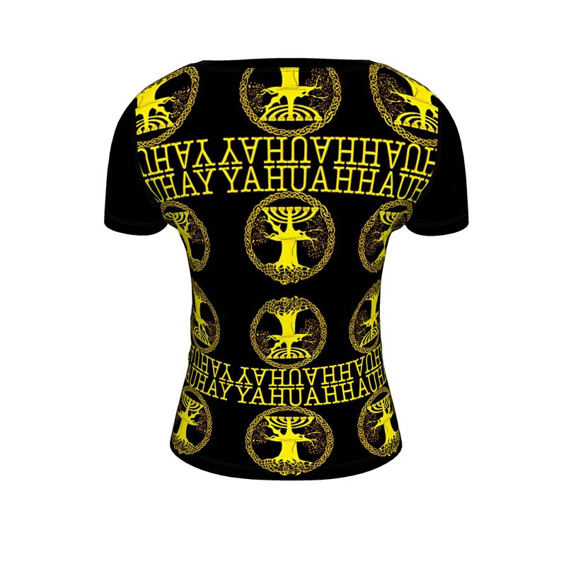 Yahuah-Tree of Life 02-01 Royal Ladies Designer Scoop Neck T-shirt