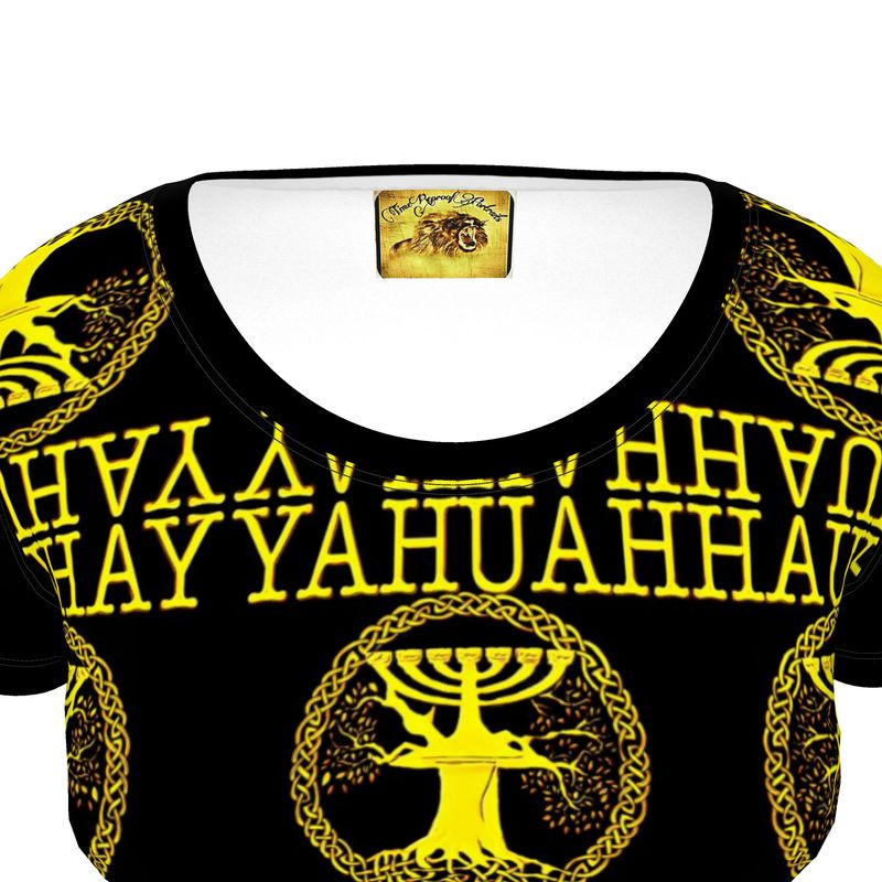 Yahuah-Tree of Life 02-01 Royal Ladies Designer Scoop Neck T-shirt