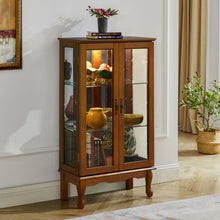 Charger l&#39;image dans la galerie, Lighted Diapaly Curio Cabinet with Adjustable Shelves and Mirrored Back Panel, Tempered Glass Doors (Oak, 3 Tier), (E26 light bulb not included)
