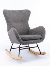 Load image into Gallery viewer, Teddy Fabric Padded Seat Rocking Chair With High Backrest And Armrests
