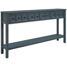 Charger l&#39;image dans la galerie, TREXM Rustic Entryway Console Table, 60&quot; Long Sofa Table with two Different Size Drawers and Bottom Shelf for Storage (Navy)
