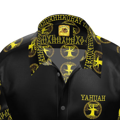 Yahuah-Tree of Life 02-01 Elect Men's Designer Spread Collar Shirt