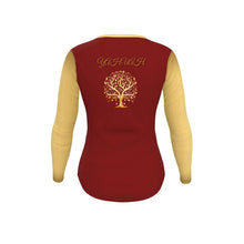 Carica l&#39;immagine nel visualizzatore di Gallery, Yahuah-Tree of Life 01 Election Ladies Designer V-neck Slim Fit Long Sleeve Jersey T-shirt
