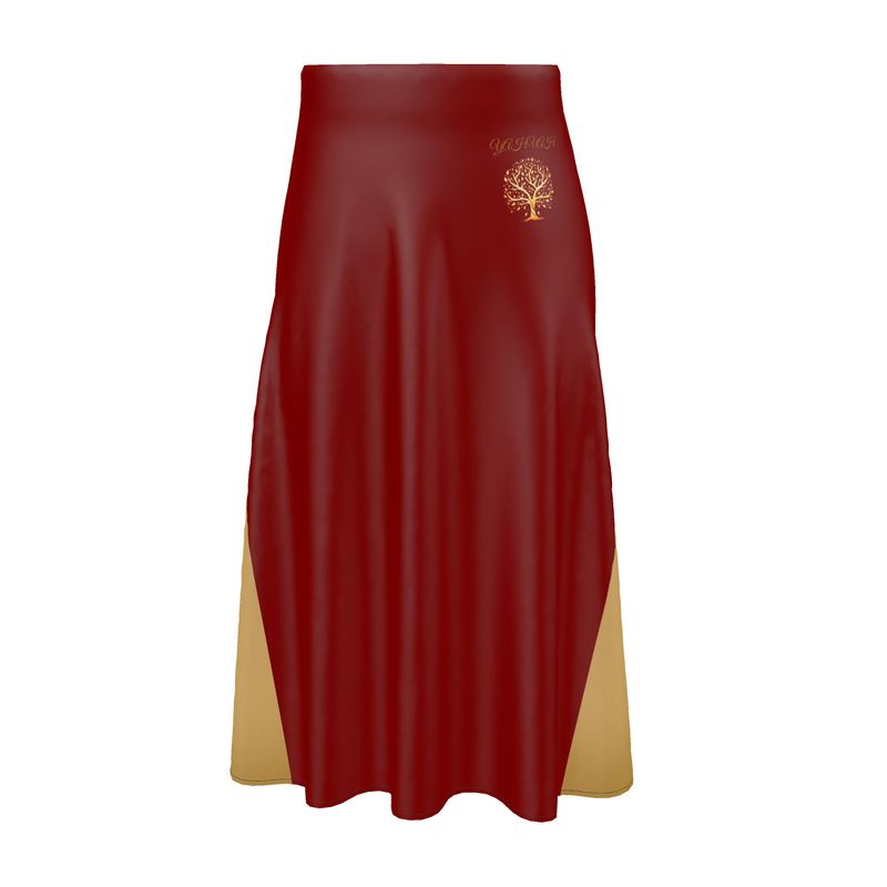 Yahuah-Tree of Life 01 Election Designer A-line Pleated Midi Skirt