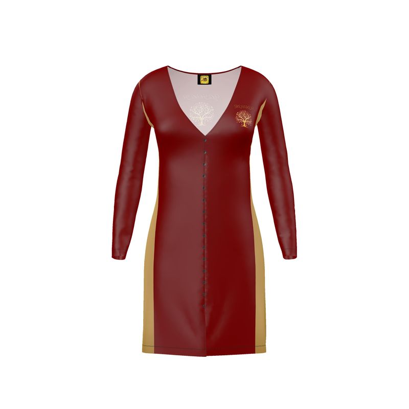 Yahuah-Tree of Life 01 Election Designer V-neck Cardigan Mini Dress
