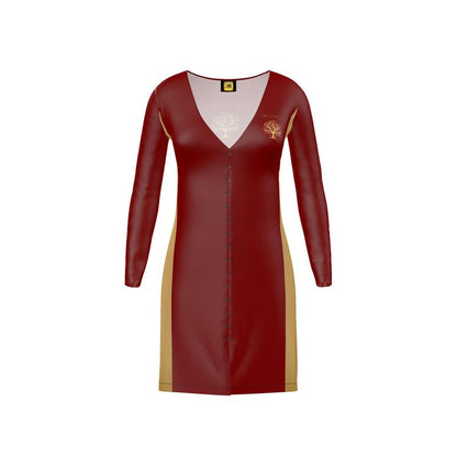 Yahuah-Tree of Life 01 Election Designer V-neck Cardigan Mini Dress