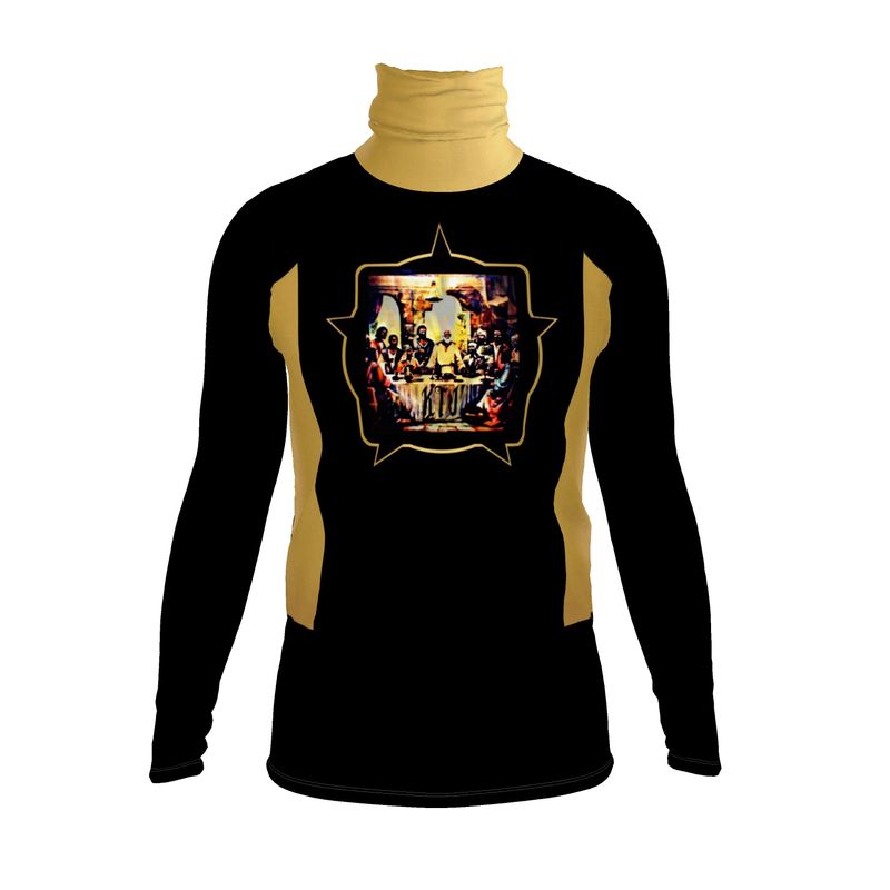 The Last Supper by KTJ 01-01 Men's Designer Slim Fit Turtleneck Sweatshirt