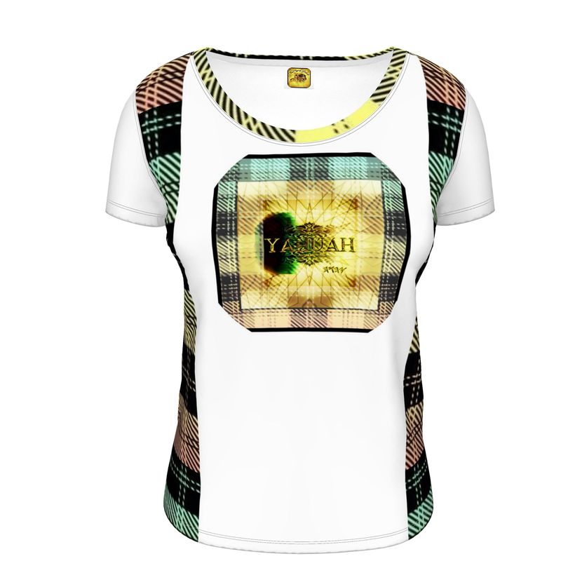 Picture Plaided 01-01 Camiseta de diseñador con cuello redondo para mujer 