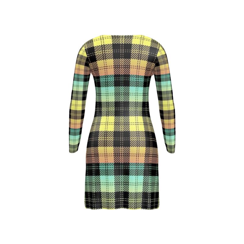 Picture Plaided 01-01 Designer V-neck Cardigan Mini Dress