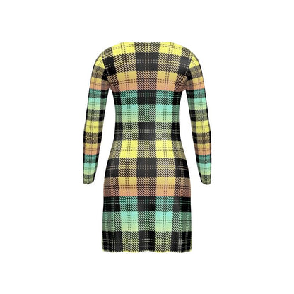 Picture Plaided 01-01 Designer V-neck Cardigan Mini Dress
