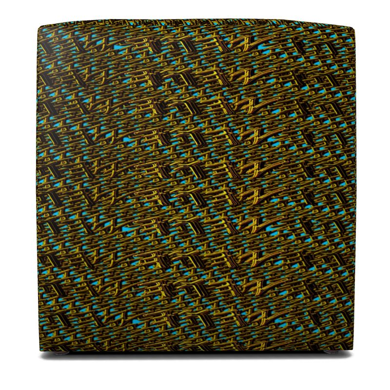 Camo Yahuah 01-01 Blue Designer Square Pouf