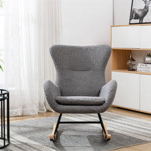 Charger l&#39;image dans la galerie, Teddy Fabric Padded Seat Rocking Chair With High Backrest And Armrests
