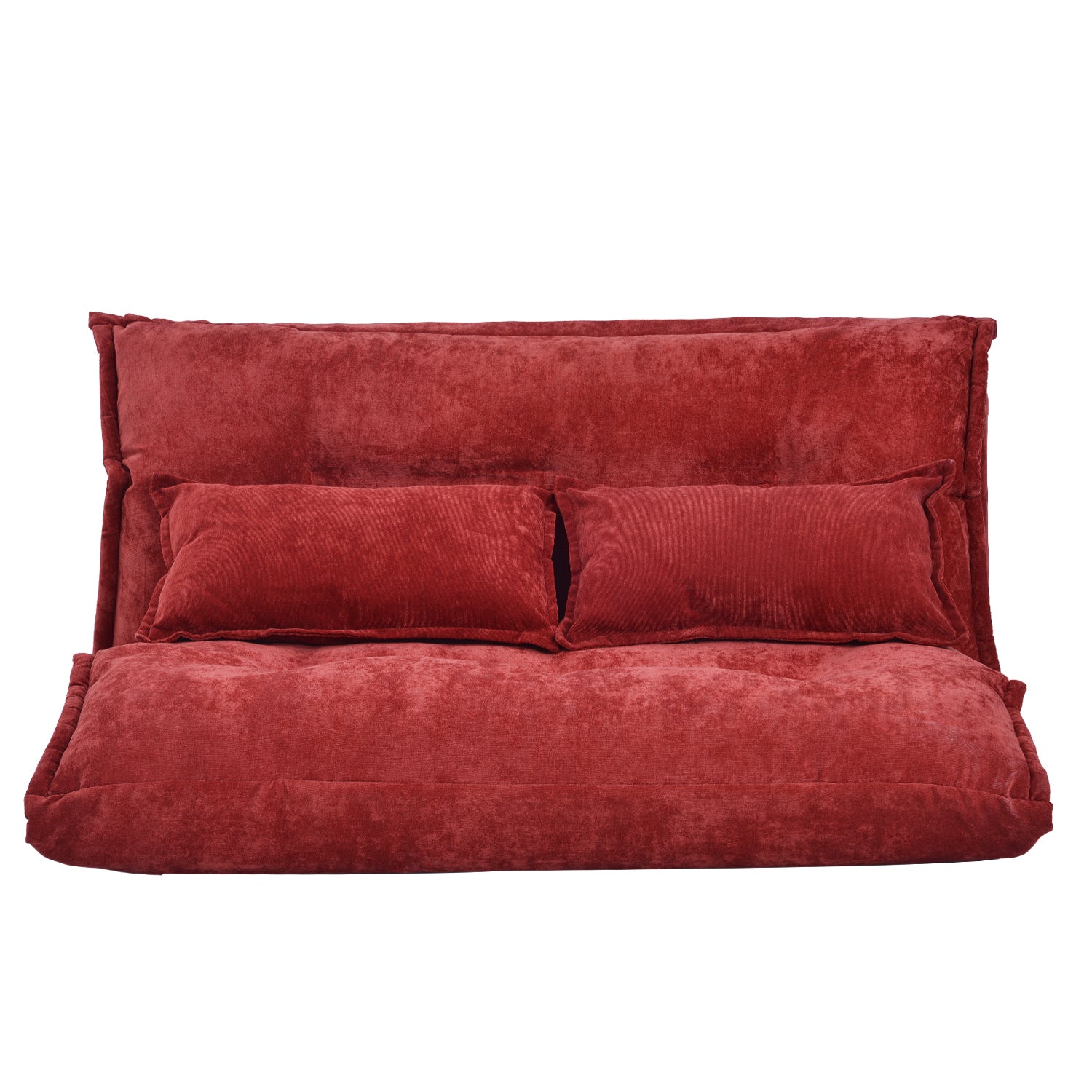 Orisfur Lazy Sofa Adjustable Folding Futon Sofa Video Gaming Sofa with Two Pillows (Red)