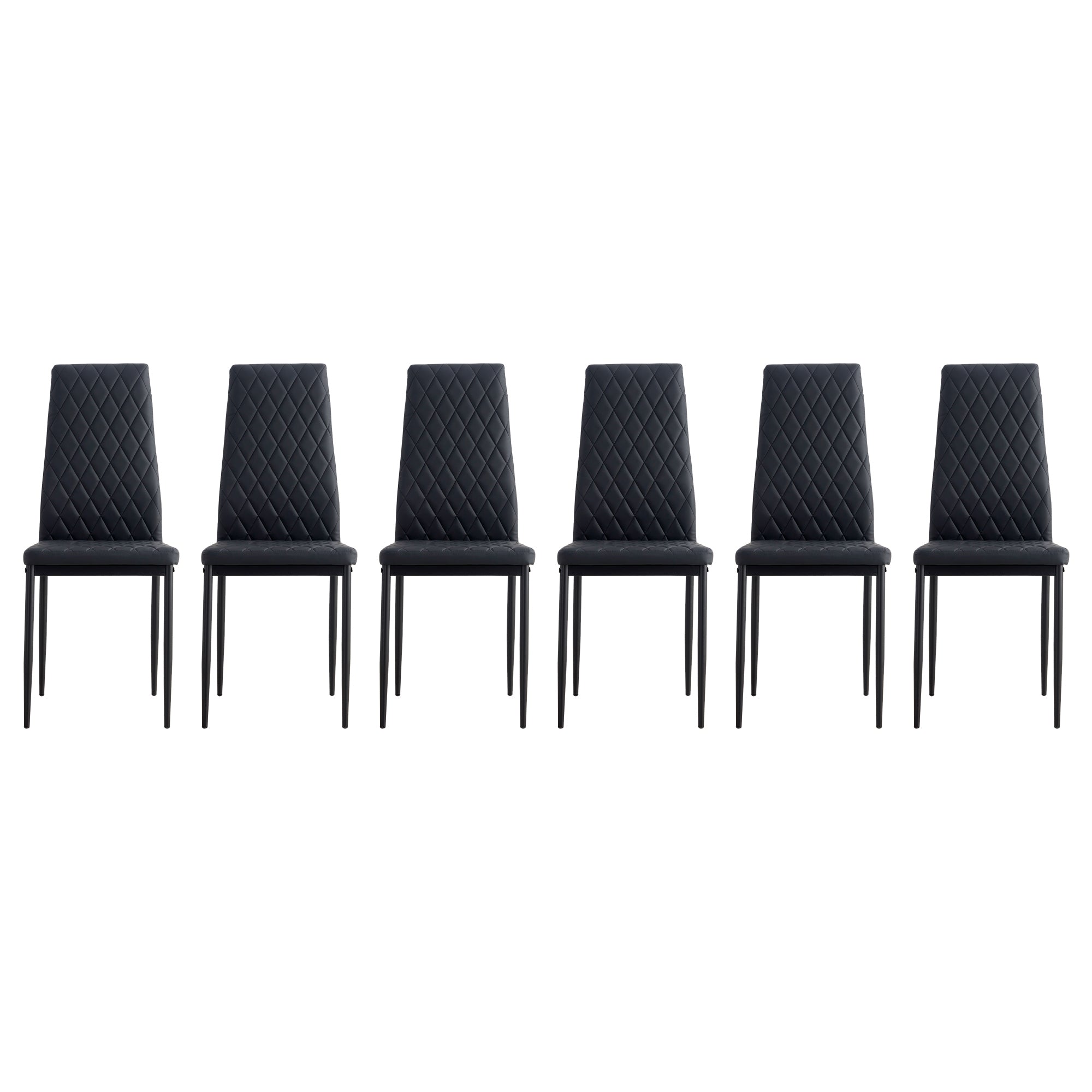 Black PU Leather Kitchen and Dining Chairs (Set of 6)
