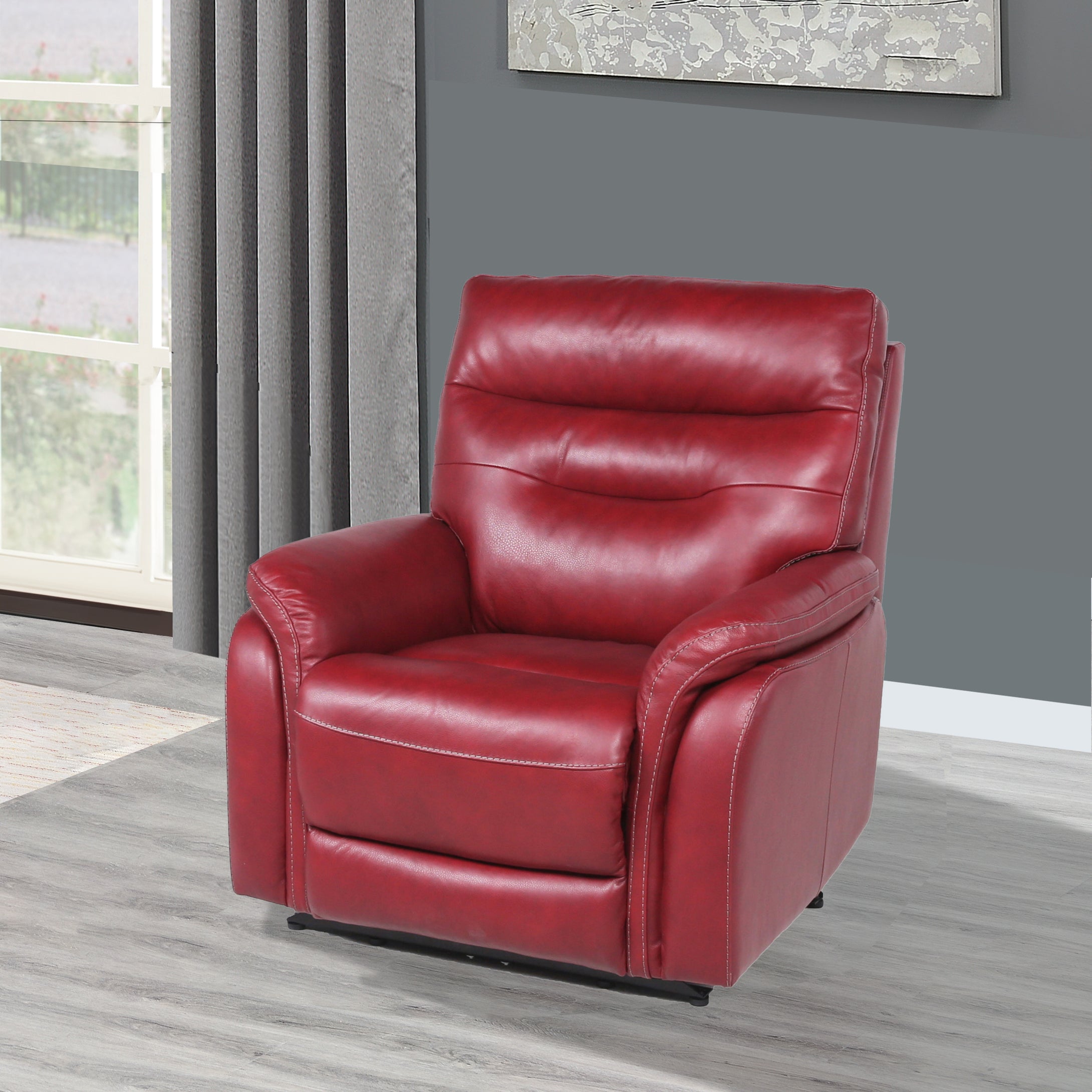 Contemporary Style, Top-Grain Leather Motion Recliner Control Panel, USB Charging, Home Button, Wine or Coffee Color
