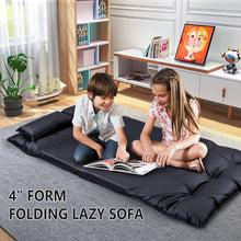 Charger l&#39;image dans la galerie, Orisfur Lazy Sofa Adjustable Folding Futon Sofa Video Gaming Sofa with Two Pillows (Black)
