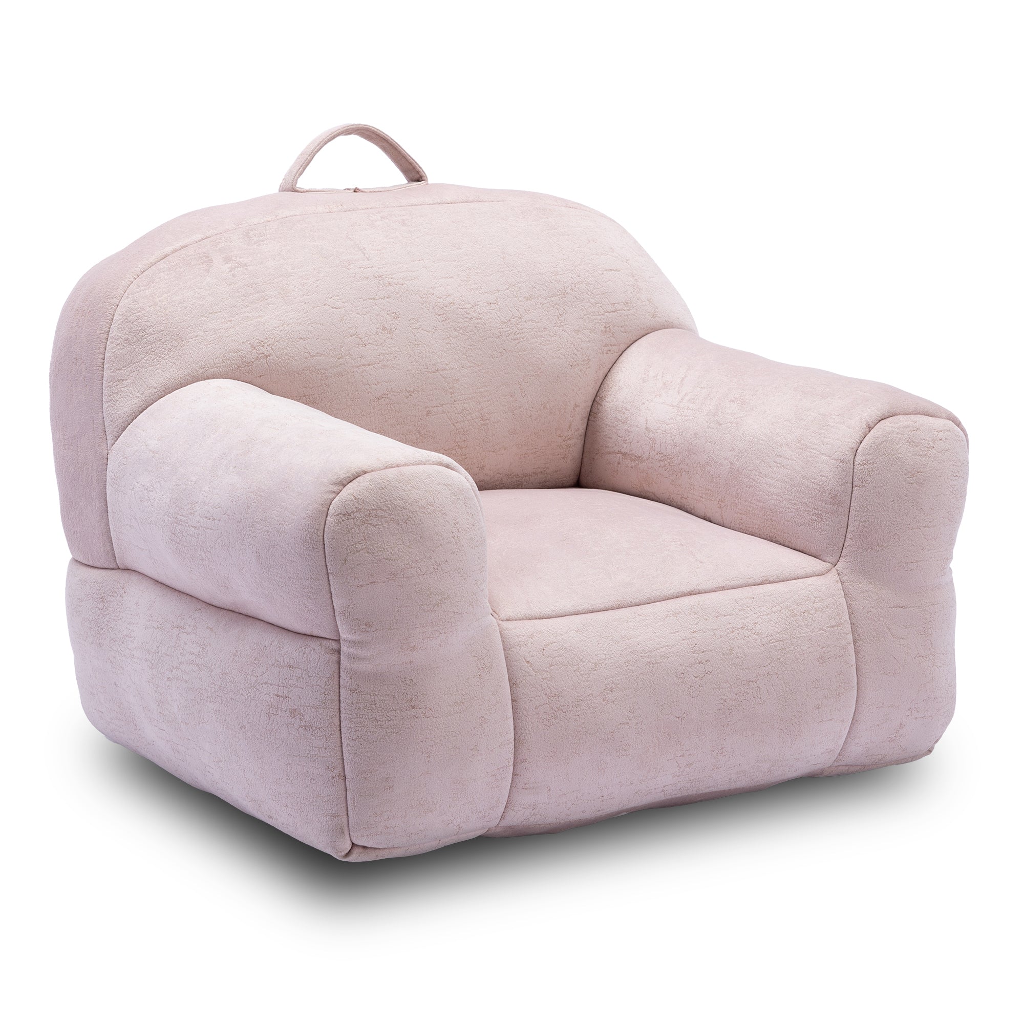 Kid's Velvet Memory Sponge Stuffed Bean Bag Chair (Pink)