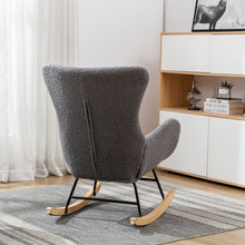 Carica l&#39;immagine nel visualizzatore di Gallery, Teddy Fabric Padded Seat Rocking Chair With High Backrest And Armrests
