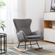 Carica l&#39;immagine nel visualizzatore di Gallery, Teddy Fabric Padded Seat Rocking Chair With High Backrest And Armrests
