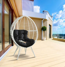 Load image into Gallery viewer, ACME Galzed Black Fabric &amp; White Wicker Patio Lounge Chair
