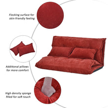 Charger l&#39;image dans la galerie, Orisfur Lazy Sofa Adjustable Folding Futon Sofa Video Gaming Sofa with Two Pillows (Red)
