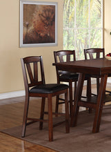 Charger l&#39;image dans la galerie, Set of 2 Counter Height Dark Walnut Wood V Framed Back Cushioned Dining Chairs

