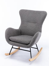 Load image into Gallery viewer, Teddy Fabric Padded Seat Rocking Chair With High Backrest And Armrests
