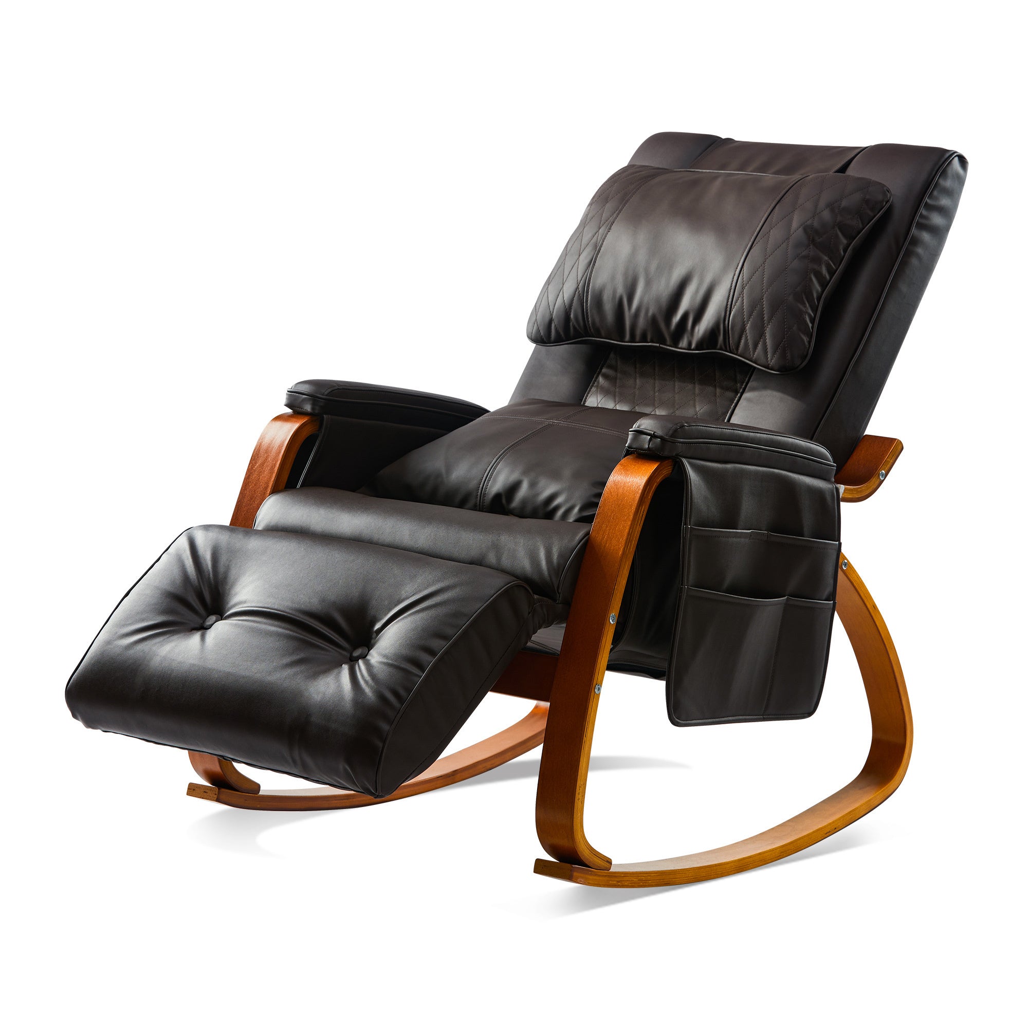 Reclining Brown Leather Rocking Chair