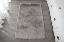 Charger l&#39;image dans la galerie, Light Gray Ultra Soft Fluffy Faux Fur Sheepskin Rectangular Area Rug
