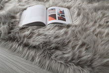 Charger l&#39;image dans la galerie, Light Gray Ultra Soft Fluffy Faux Fur Sheepskin Rectangular Area Rug
