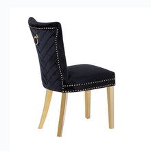 Charger l&#39;image dans la galerie, Eva 2 Piece Gold Legs Dining Chairs Finished with Black Velvet Fabric
