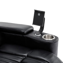 Charger l&#39;image dans la galerie, 270° Power Swivel Recliner, Home Theater Seating with Hidden Arm Storage and LED Light Strip, Cup Holder, 360° Swivel Tray Table, Cell Phone Holder, Black
