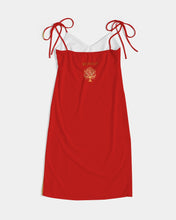 Load image into Gallery viewer, Yahuah-Tree of Life 01 Elected Ladies Designer Shoulder Tie V-neck Split Midi Dress
