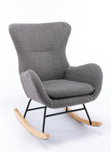 Carica l&#39;immagine nel visualizzatore di Gallery, Teddy Fabric Padded Seat Rocking Chair With High Backrest And Armrests
