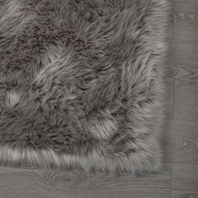 Cargar imagen en el visor de la galería, Alfombra rectangular de piel de oveja sintética esponjosa ultra suave gris claro
