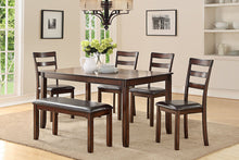 Charger l&#39;image dans la galerie, Classic 6pc Rectangle Table 4 Side Chairs and Bench Dining Room Furniture Set
