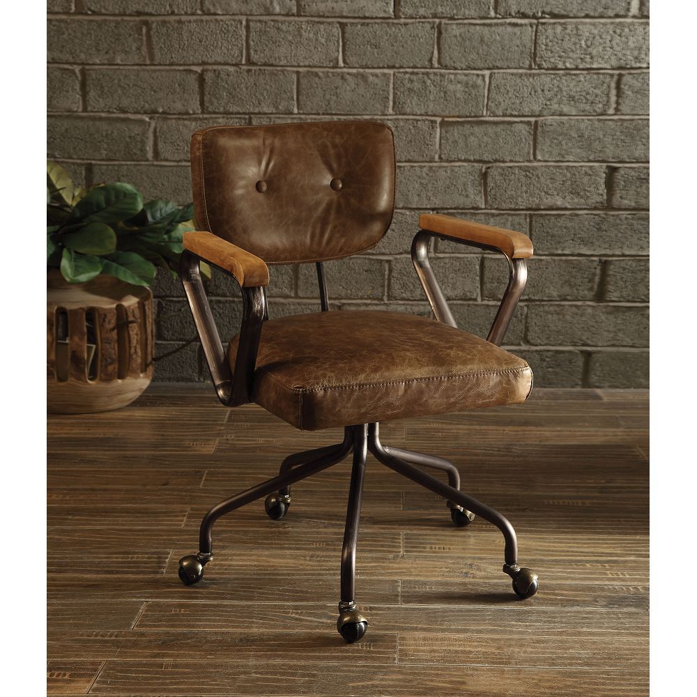 ACME Hallie Office Chair in Vintage Whiskey Top Grain Leather