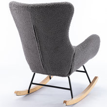 Load image into Gallery viewer, Teddy Fabric Padded Seat Rocking Chair With High Backrest And Armrests
