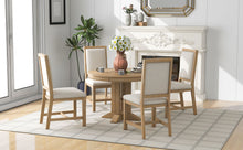 Load image into Gallery viewer, TREXM Extendable Round Table and 4 Upholstered Chairs Farmhouse 5-Piece Kitchen &amp; Dining Furniture Set (Natural Wood Wash)
