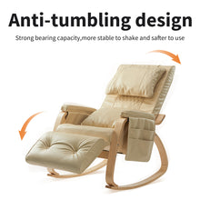 Charger l&#39;image dans la galerie, Reclining Cream White Leather Rocking Chair
