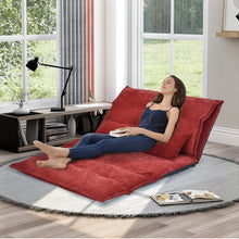 Cargar imagen en el visor de la galería, Orisfur. Lazy Sofa Sofá futón plegable ajustable Sofá para videojuegos con dos almohadas (rojo)
