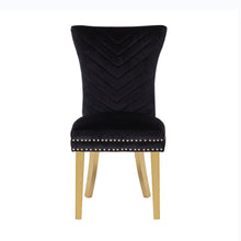 Charger l&#39;image dans la galerie, Eva 2 Piece Gold Legs Dining Chairs Finished with Black Velvet Fabric
