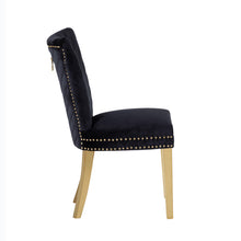 Charger l&#39;image dans la galerie, Eva 2 Piece Gold Legs Dining Chairs Finished with Black Velvet Fabric
